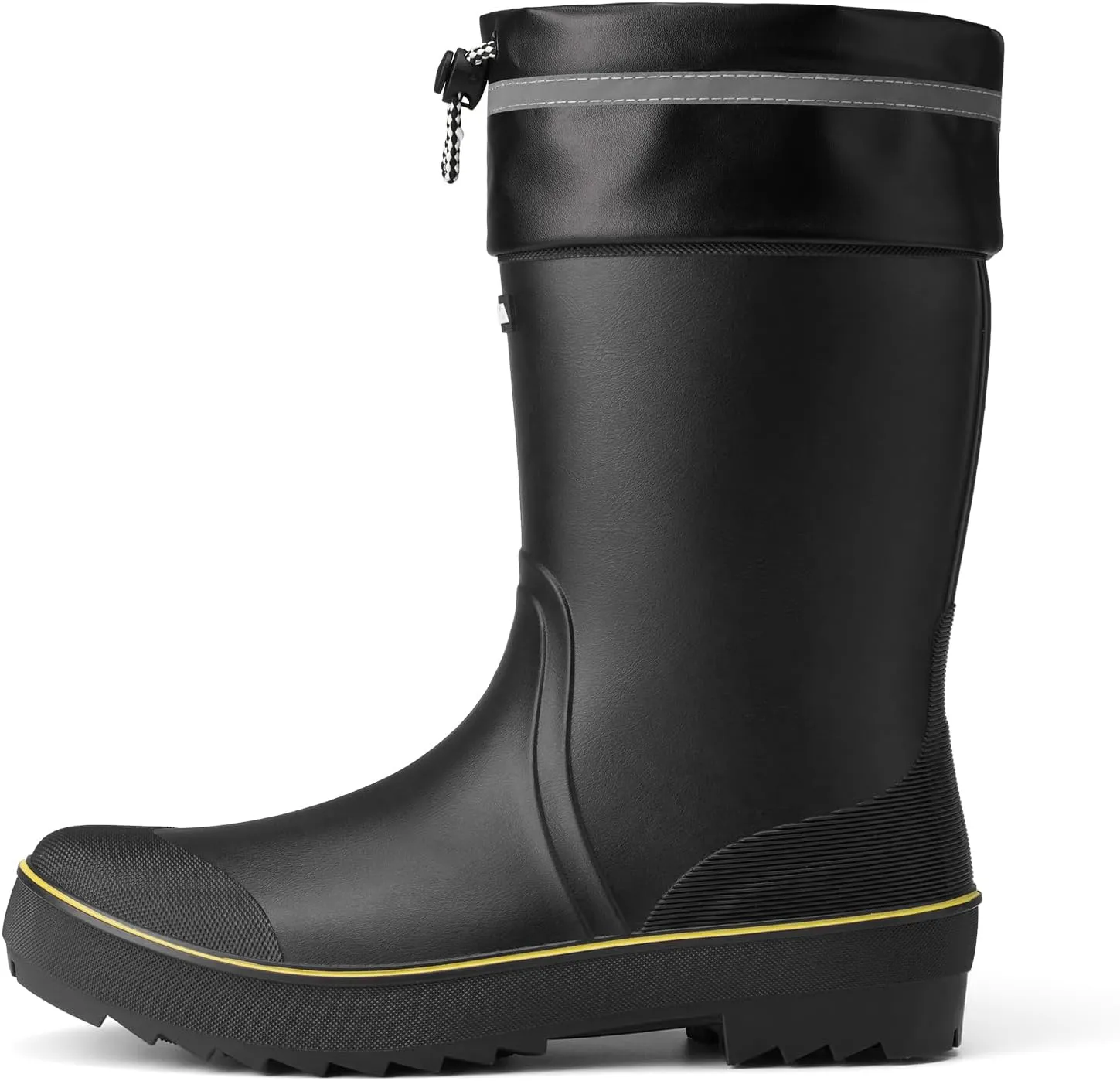 HISEA Men's Rubber Rain Boots Waterproof Durable Non Slip Mid Calf Boots for Garden Fishing Outdoor with Adjustable Closure