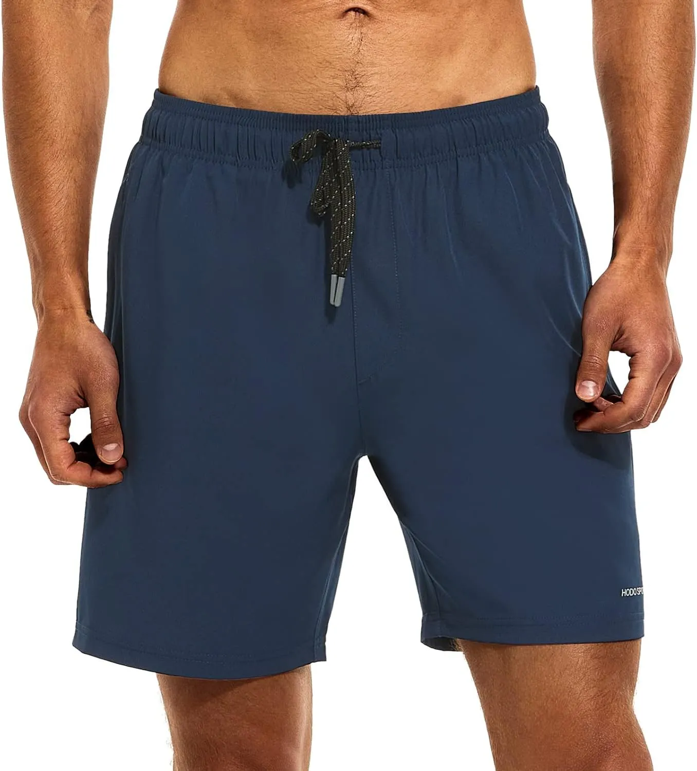 HODOSPORTS Mens Swimsuit Trunks 7" Quick-Dry Swim Shorts with Compression Liner and Zipper Pockets