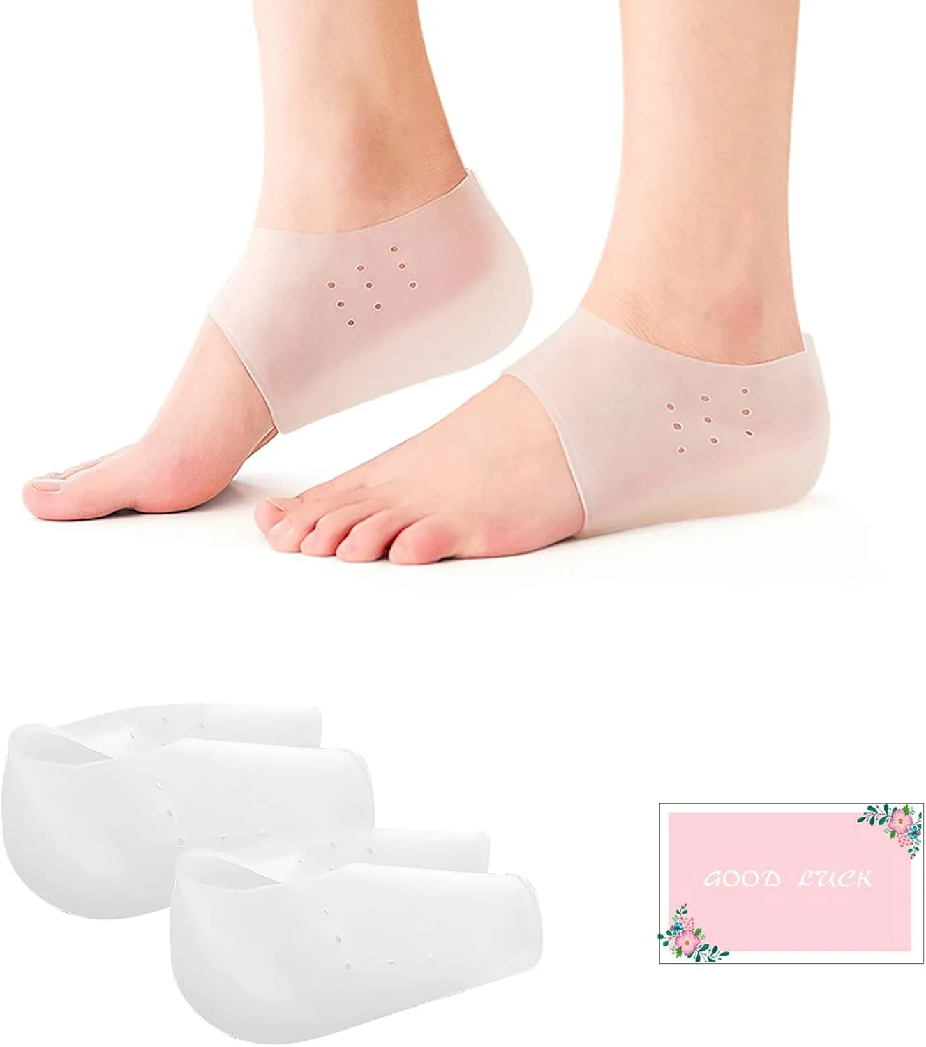 Invisible Height Increase Concealed Footbed Enhancers Soft Silicone Inserts, Half Heel Socks Heel Protector Breathable Suitable for Men Women (1.4in/3.5cm)