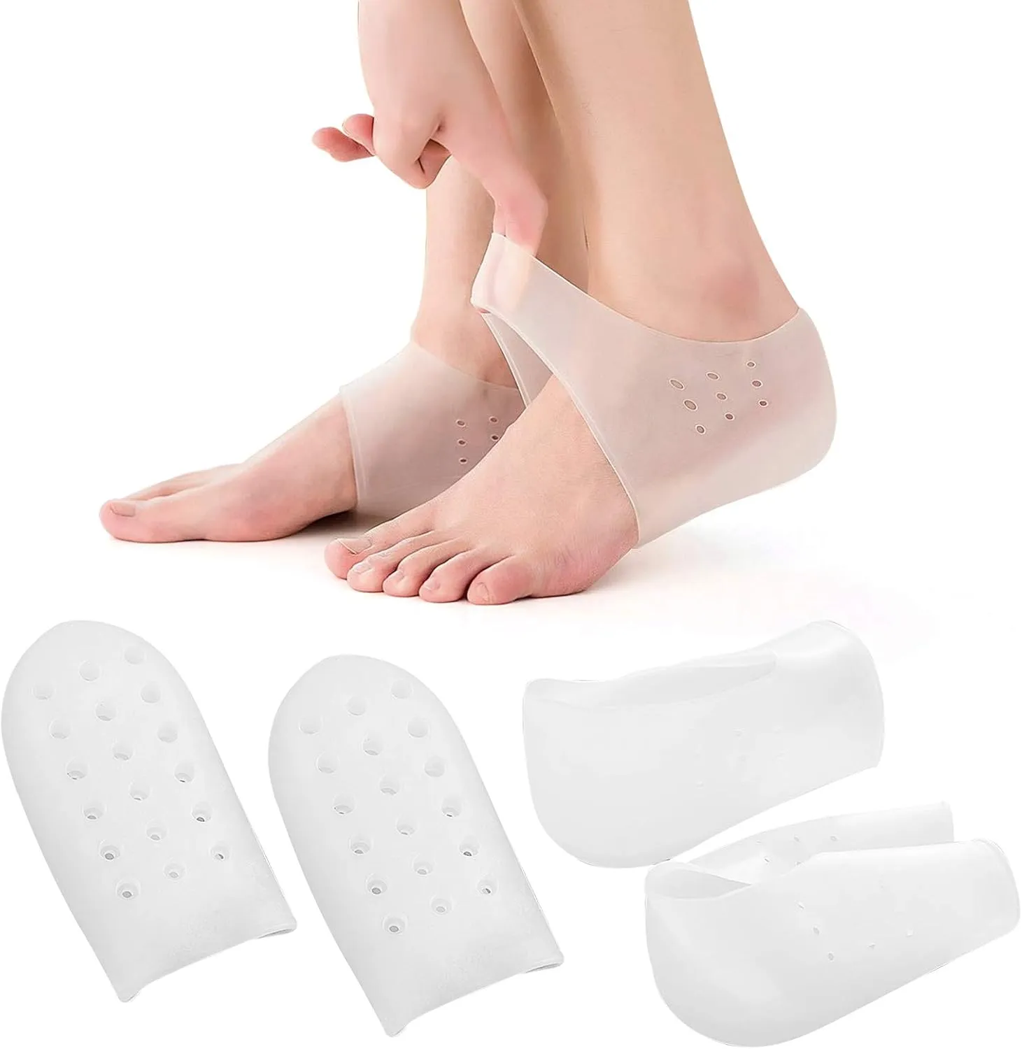 Invisible Height Increase Concealed Footbed Enhancers Soft Silicone Inserts, Half Heel Socks Heel Protector Breathable Suitable for Men Women (1.4in/3.5cm)