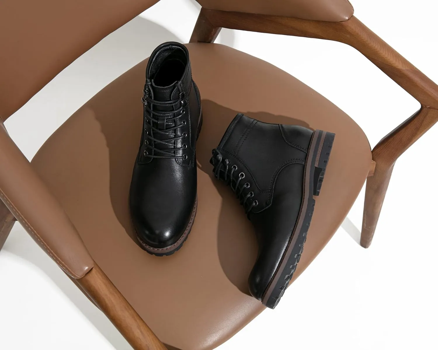Jousen Men Chukka Boots Premium Leather Black Boots