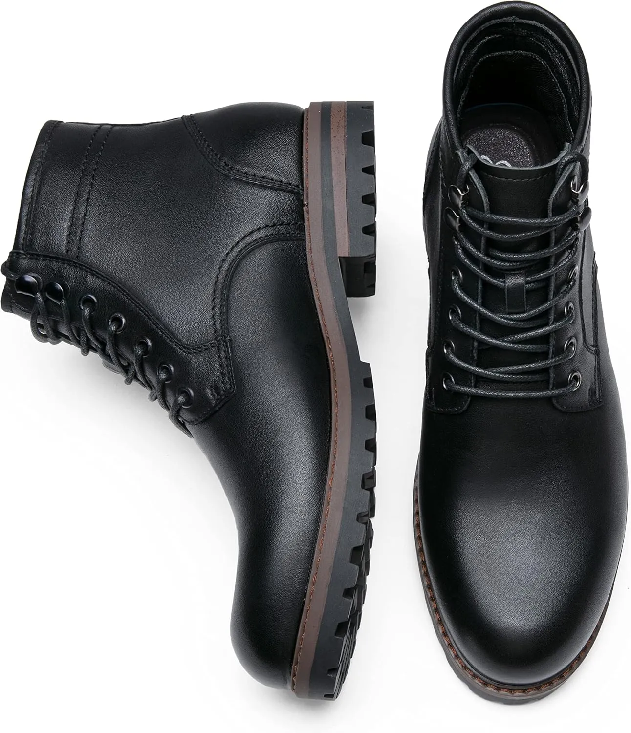 Jousen Men Chukka Boots Premium Leather Black Boots