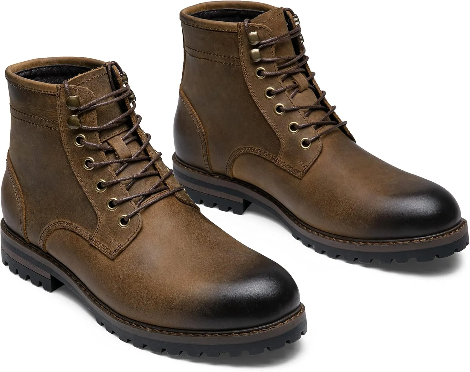 Jousen Men Chukka Boots Premium Leather Black Boots