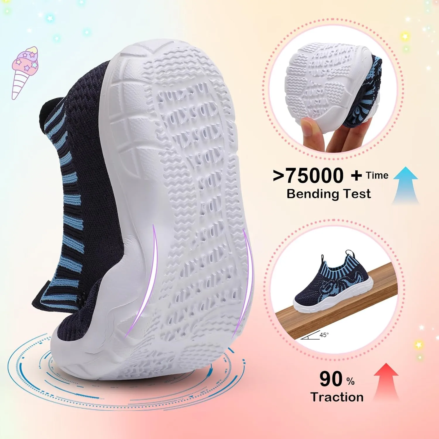 L-RUN Toddler Shoes Barefoot Kids Sneakers Wide Toe Box Boys Girls Tennis Shoes Lightweight Baby Walking Shoes Slip on Shoes