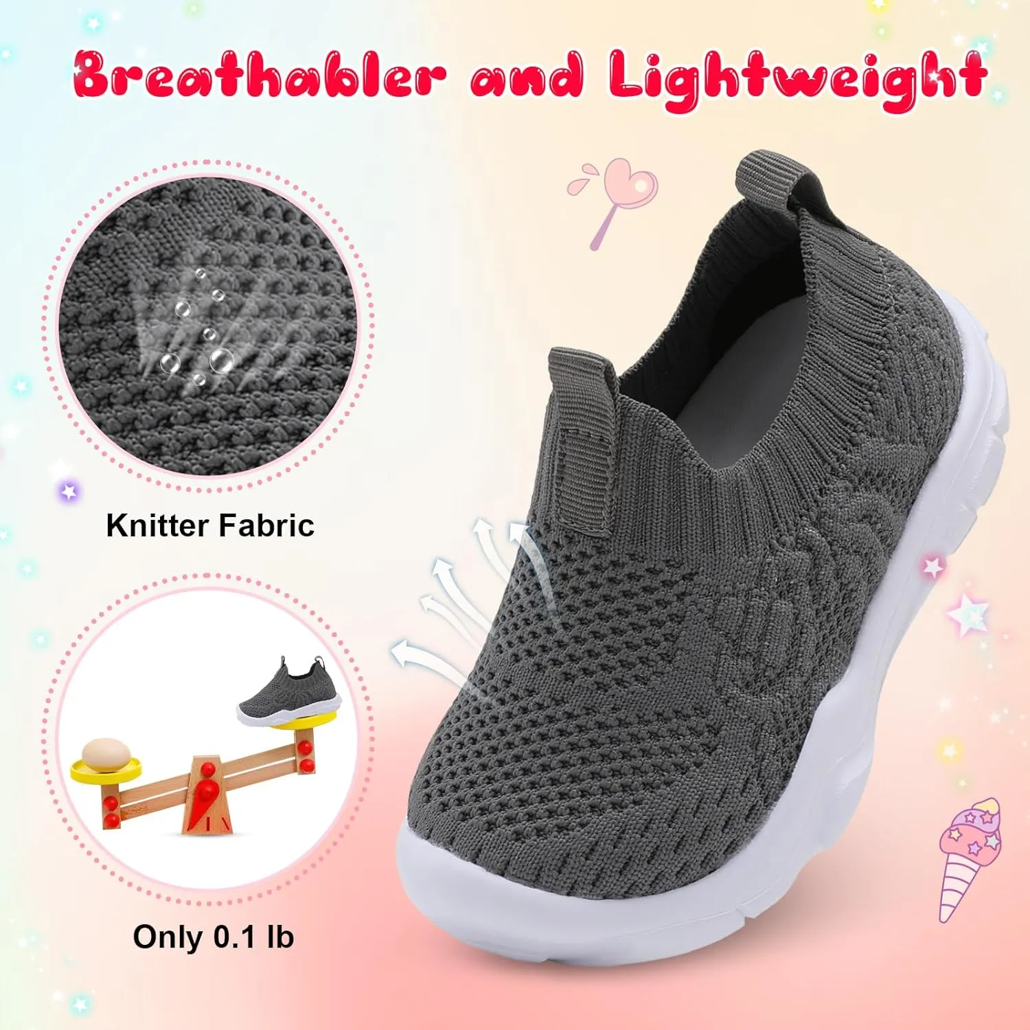 L-RUN Toddler Shoes Barefoot Kids Sneakers Wide Toe Box Boys Girls Tennis Shoes Lightweight Baby Walking Shoes Slip on Shoes