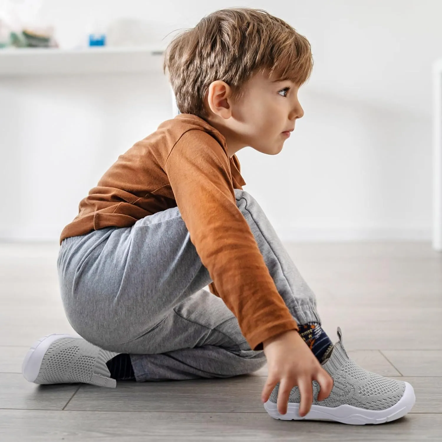L-RUN Toddler Shoes Barefoot Kids Sneakers Wide Toe Box Boys Girls Tennis Shoes Lightweight Baby Walking Shoes Slip on Shoes