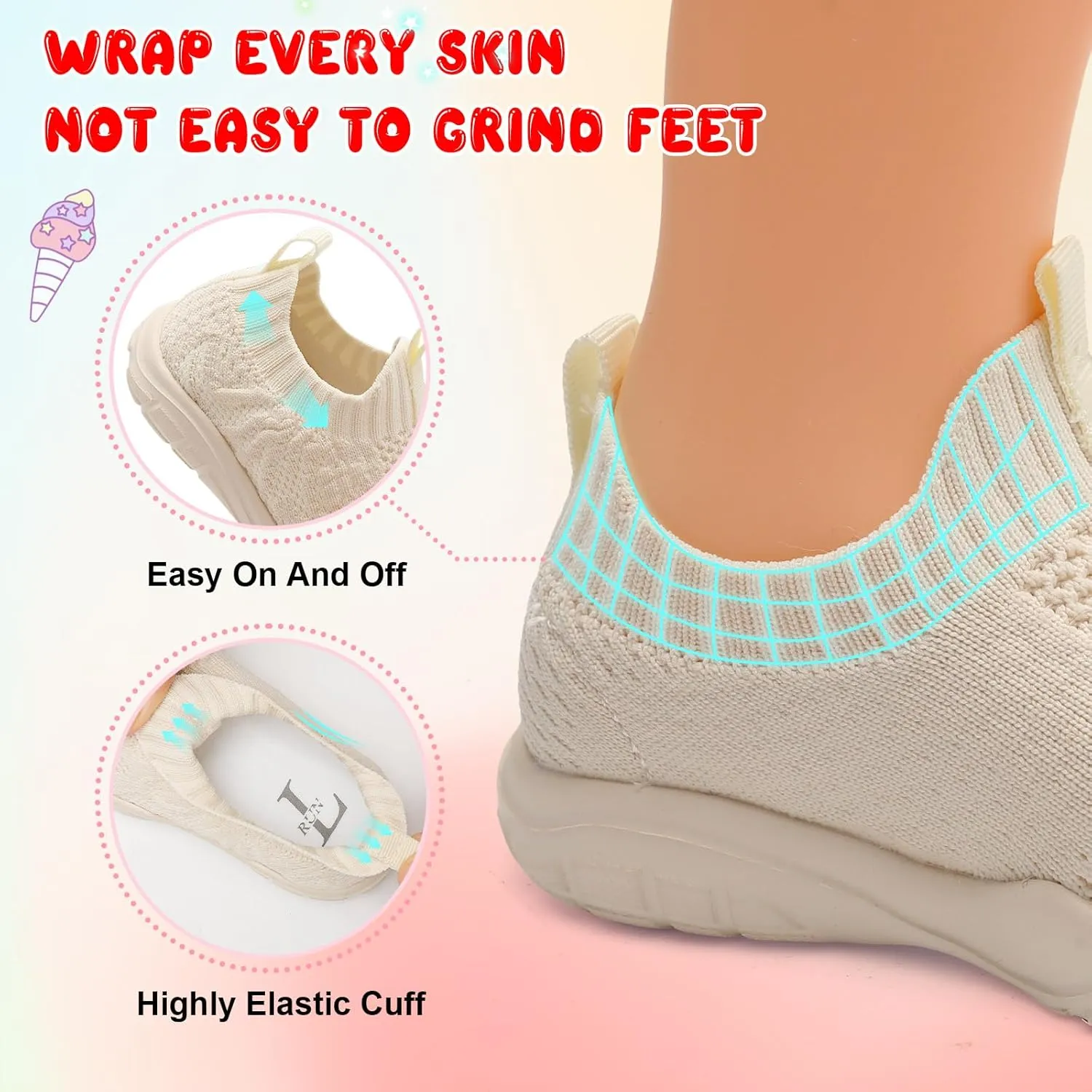 L-RUN Toddler Shoes Barefoot Kids Sneakers Wide Toe Box Boys Girls Tennis Shoes Lightweight Baby Walking Shoes Slip on Shoes