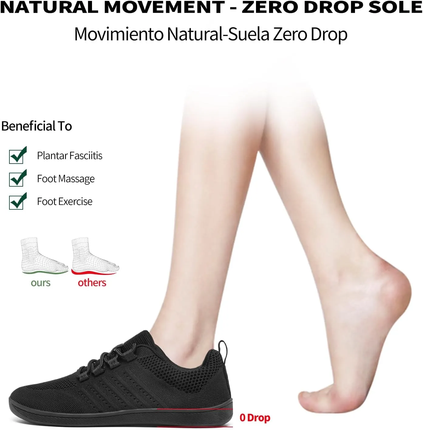 Limberun Barefoot Shoes: Women's Wide Toe Box Minimalist Zero Drop Walking Flats - Black