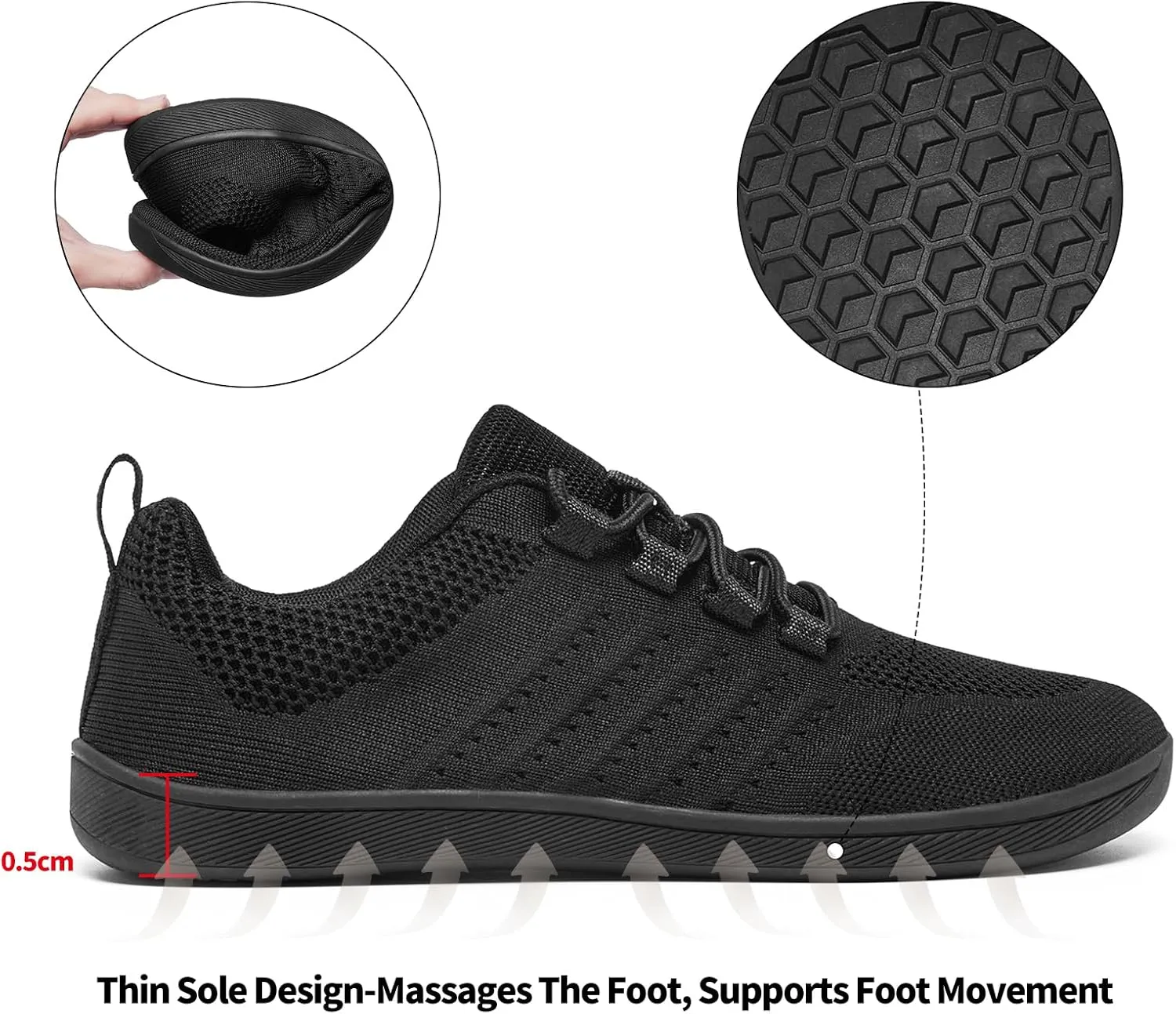 Limberun Barefoot Shoes: Women's Wide Toe Box Minimalist Zero Drop Walking Flats - Black