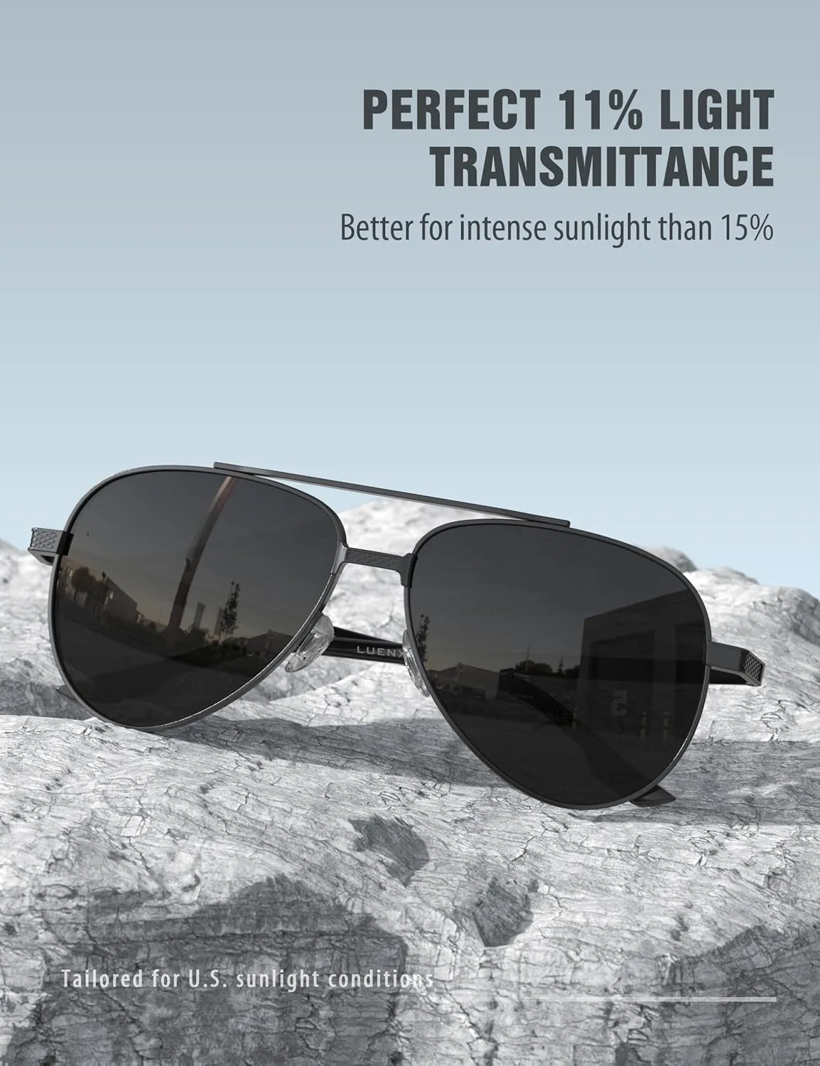 LUENX Aviator Sunglasses for Men Polarized Driving Trendy Retro Sun Glasses UV400 Protection