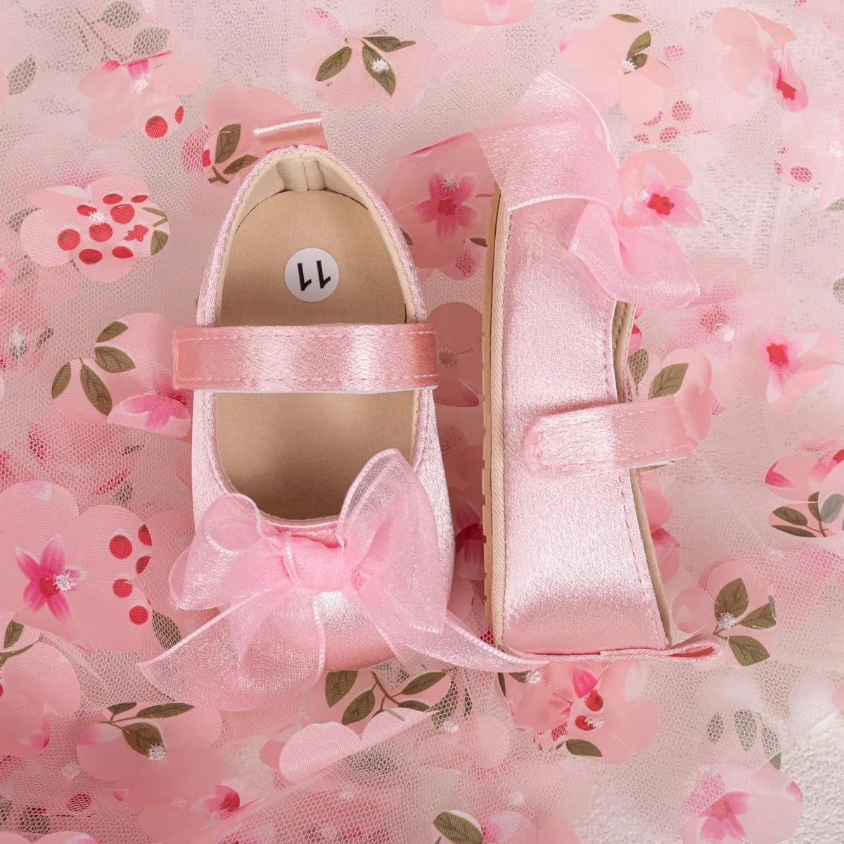 Meckior Infant Baby Girls Boys Handmade Princess Flats Toddler First Walkers Soft PU Leather Non-Slip Crib Wedding Dress Shoes