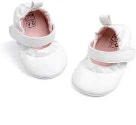 Meckior Infant Baby Girls Boys Handmade Princess Flats Toddler First Walkers Soft PU Leather Non-Slip Crib Wedding Dress Shoes