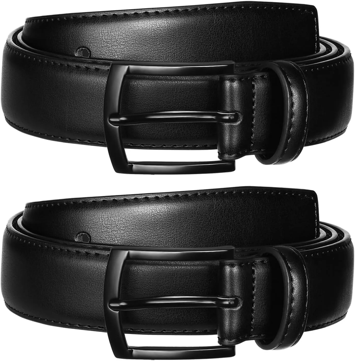Men's Belt 2Pack Genuine Leather Belt for Men Dress Casual Golf Jeans Pants 1 3/8"