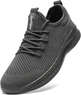 Mens Walking Running Shoes Slip On Anthletic Workout Sneakers Sport Lace Up Casual Work Gym Outdoors Lightweight Breathable Knitted Mesh