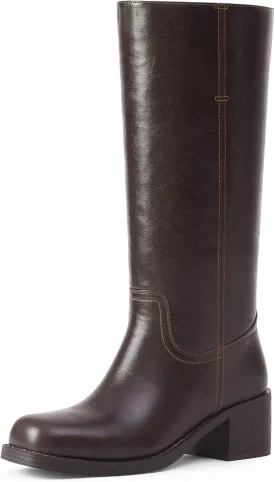 Mid Calf Boots for Women Chunky Block Heel Womens Tall Boots Square Toe Comfortable Casual Boots Low Heel Trendy Stylish Boots