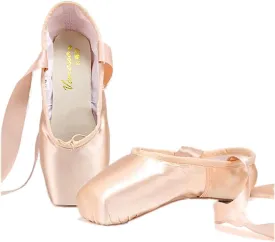Nexete Professional Vanassa Ballet Pointe Shoes Satin Dance Slipper Flats with Toe Pad & Ribbon,Leather Sole,Resilient Shank Able to Reach Full Pointe for Girl Women