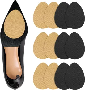 Non Slip Shoe Pads,Shoe Grips on Bottom of Shoes Silica Gel Anti Slip Shoe Grips Self Adhesive Shoe Sole Protector Shoe Stickers for Heels Shoes(Black 6pcs Beige 6pcs)