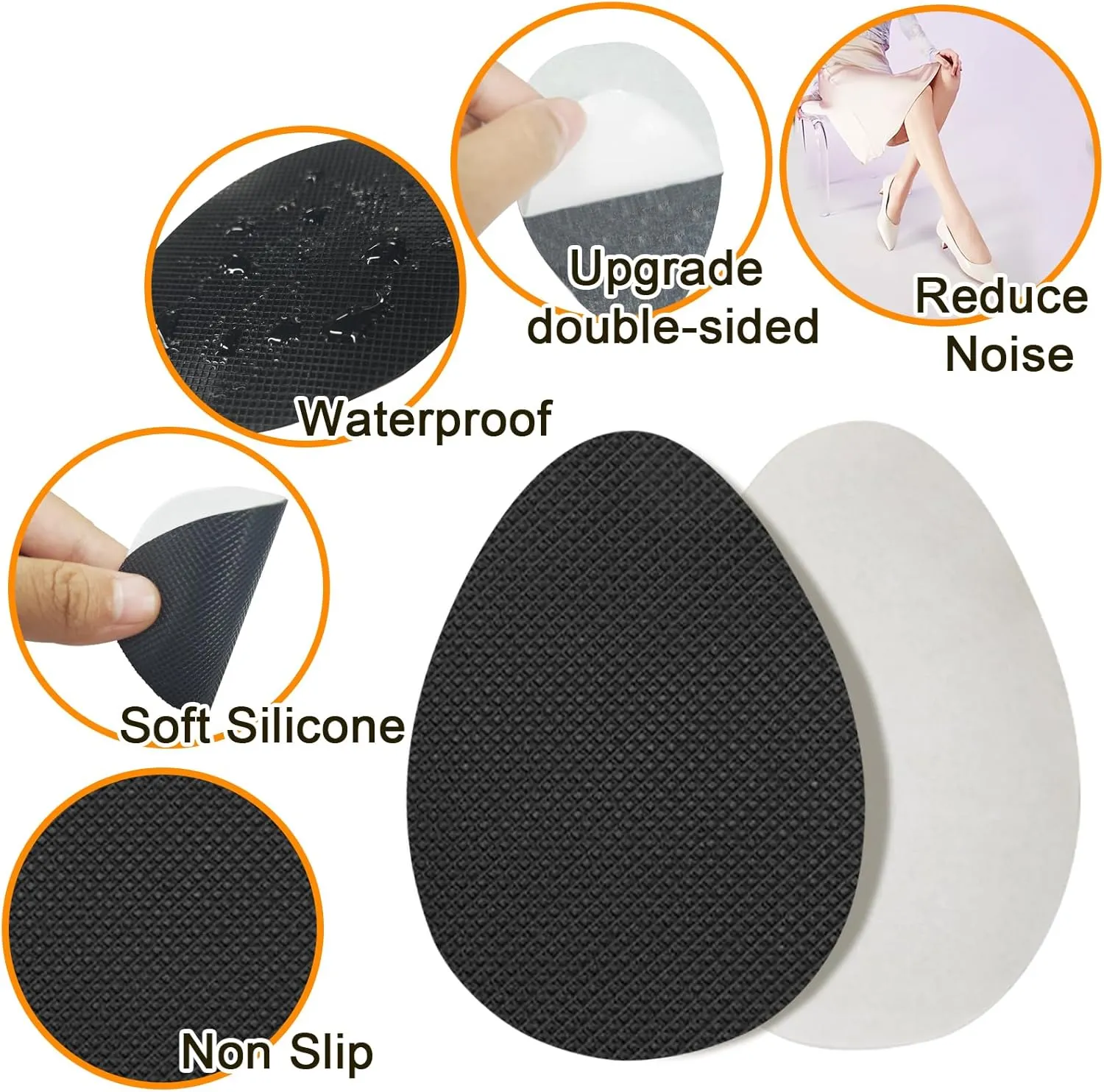 Non Slip Shoe Pads,Shoe Grips on Bottom of Shoes Silica Gel Anti Slip Shoe Grips Self Adhesive Shoe Sole Protector Shoe Stickers for Heels Shoes(Black 6pcs Beige 6pcs)