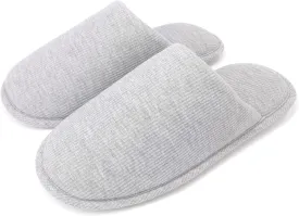 ofoot Womens Indoor Memory Foam Cotton Scuff Slippers Slip On Summer House Shoes Flats Breathable Lightweight Washable Non Skid Rubber Soles