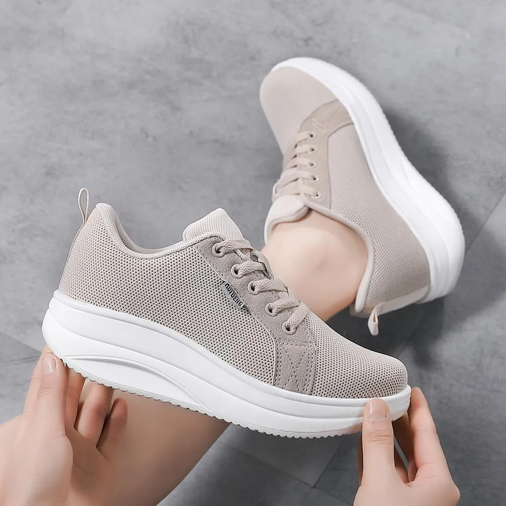 Oude Womens Walking Sneakers Comfy | Platform Shoes for Women Fashion | Stylish Standing All Day Rocker Bottom