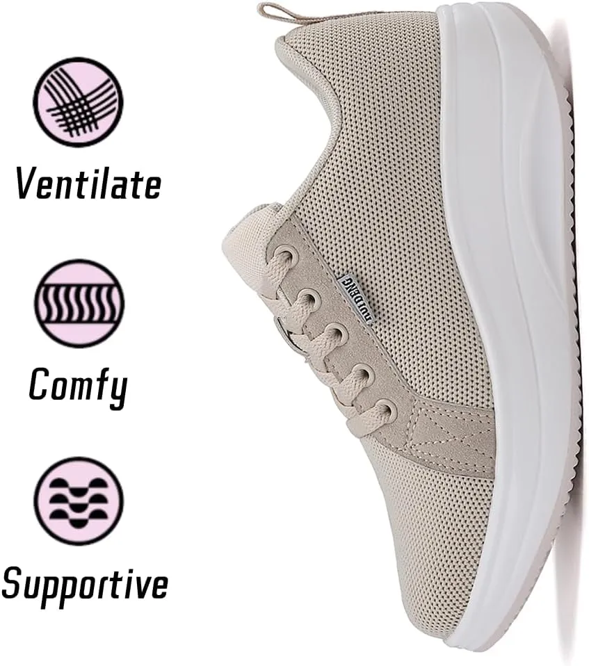 Oude Womens Walking Sneakers Comfy | Platform Shoes for Women Fashion | Stylish Standing All Day Rocker Bottom