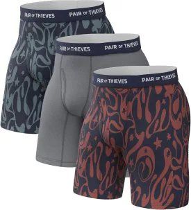 Pair of Thieves Super Fit Long Boxer Briefs for Men - Ultra Soft, Breathable, Quick-Dry Underwear 4-Way Stretch (2 & 3 Pack)
