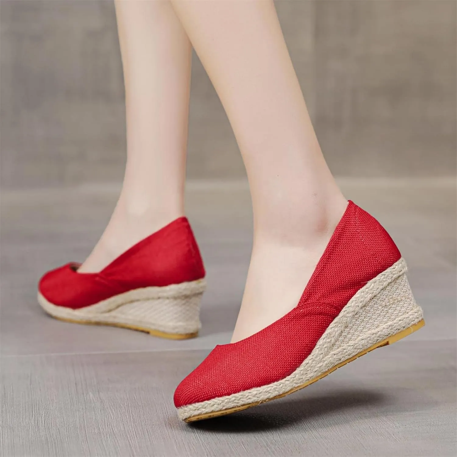 Platform Espadrilles for Women Dressy Closed Toe Slingback Pointed Toe Comfortable Wedge Pumps Shoes Slip On Wedge Sandals Mid Low Heel Canvas Walking Shoes