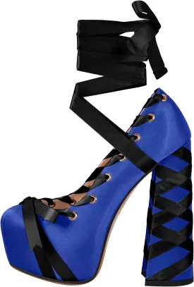 Platform Heels Chunky Bow Ribbon Pumps