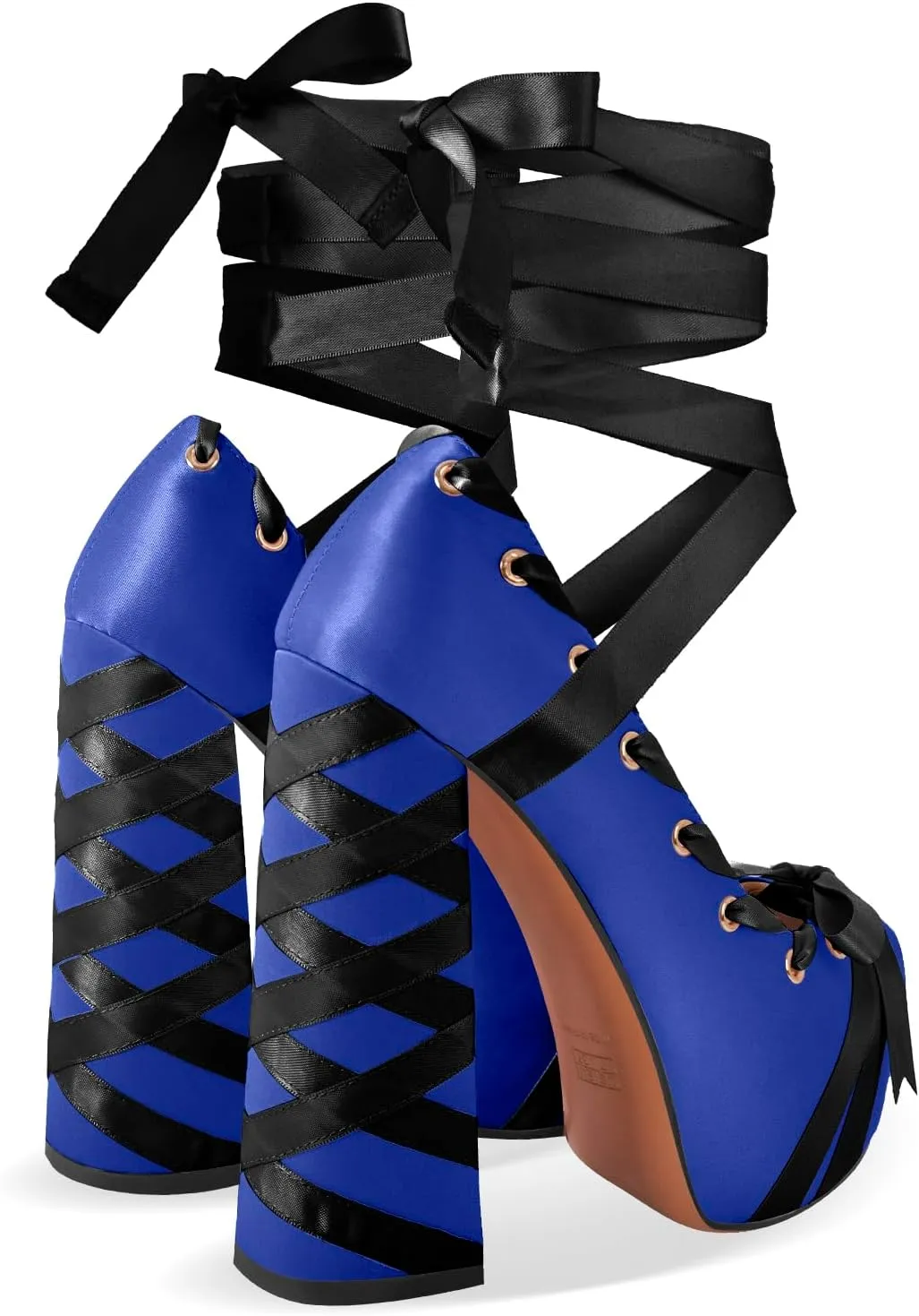 Platform Heels Chunky Bow Ribbon Pumps
