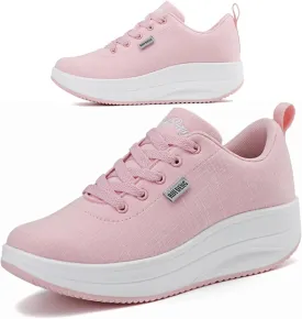 RUIDENG Platform Sneakers for Women Walking All Day | Slip Resistant Work Shoes for Women Comfortable | 2 Inch Thick Wedge Rocker Bottom
