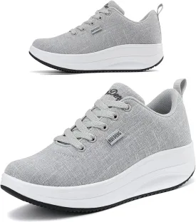 RUIDENG Platform Sneakers for Women Walking All Day | Slip Resistant Work Shoes for Women Comfortable | 2 Inch Thick Wedge Rocker Bottom