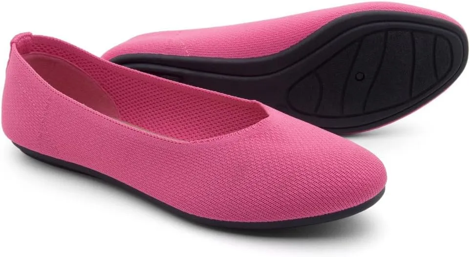 Shoe Land SL-Memory Womens Flats  Round Toe Dressy Ballet Flats, Foldable Slip-On Knit Flat Shoes with Memory Foam, Comfortable for Daily Wear, Work, Office, and Party