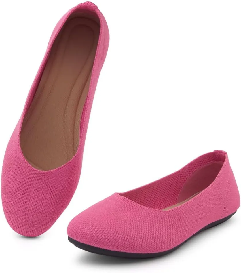 Shoe Land SL-Memory Womens Flats  Round Toe Dressy Ballet Flats, Foldable Slip-On Knit Flat Shoes with Memory Foam, Comfortable for Daily Wear, Work, Office, and Party