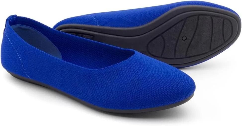 Shoe Land SL-Memory Womens Flats  Round Toe Dressy Ballet Flats, Foldable Slip-On Knit Flat Shoes with Memory Foam, Comfortable for Daily Wear, Work, Office, and Party