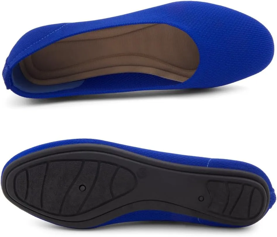 Shoe Land SL-Memory Womens Flats  Round Toe Dressy Ballet Flats, Foldable Slip-On Knit Flat Shoes with Memory Foam, Comfortable for Daily Wear, Work, Office, and Party