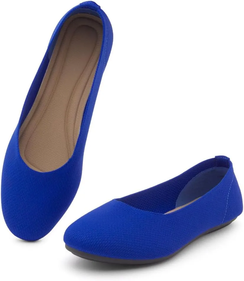 Shoe Land SL-Memory Womens Flats  Round Toe Dressy Ballet Flats, Foldable Slip-On Knit Flat Shoes with Memory Foam, Comfortable for Daily Wear, Work, Office, and Party