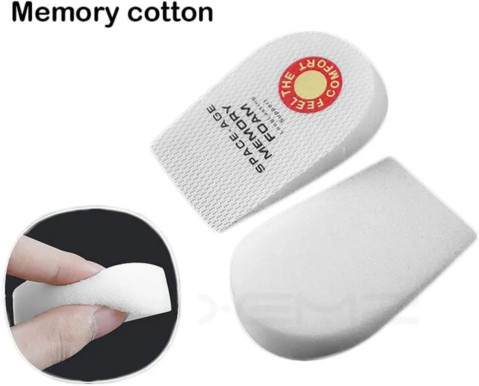 Soft Sponge Shoes Insoles Lift, Heel Support Height Increase Elevator Pads, Shock Absorbing Leg Length Heel Cups, Running Sports Breathable Half Inserts, for Sore Heel Pain Bone Spur (S)