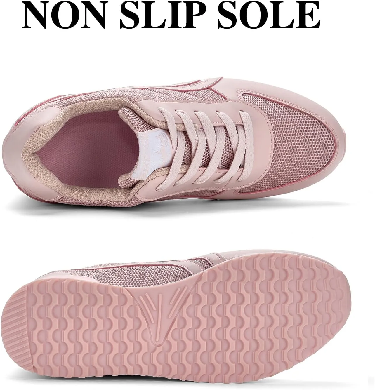 Sosenfer Hidden Heel Wedge Sneakers for Women Non-Slip Lace Up Walking Shoes Comfort Fashion Sneakers Ladies Platform Wedge Sneakers Breathable