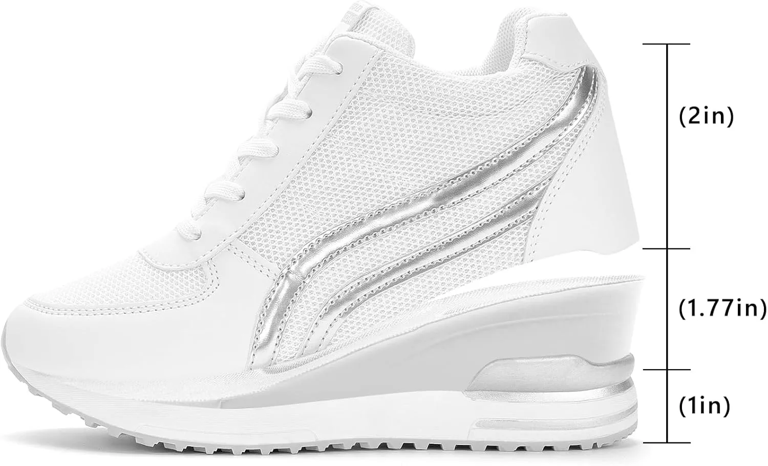 Sosenfer Hidden Heel Wedge Sneakers for Women Non-Slip Lace Up Walking Shoes Comfort Fashion Sneakers Ladies Platform Wedge Sneakers Breathable