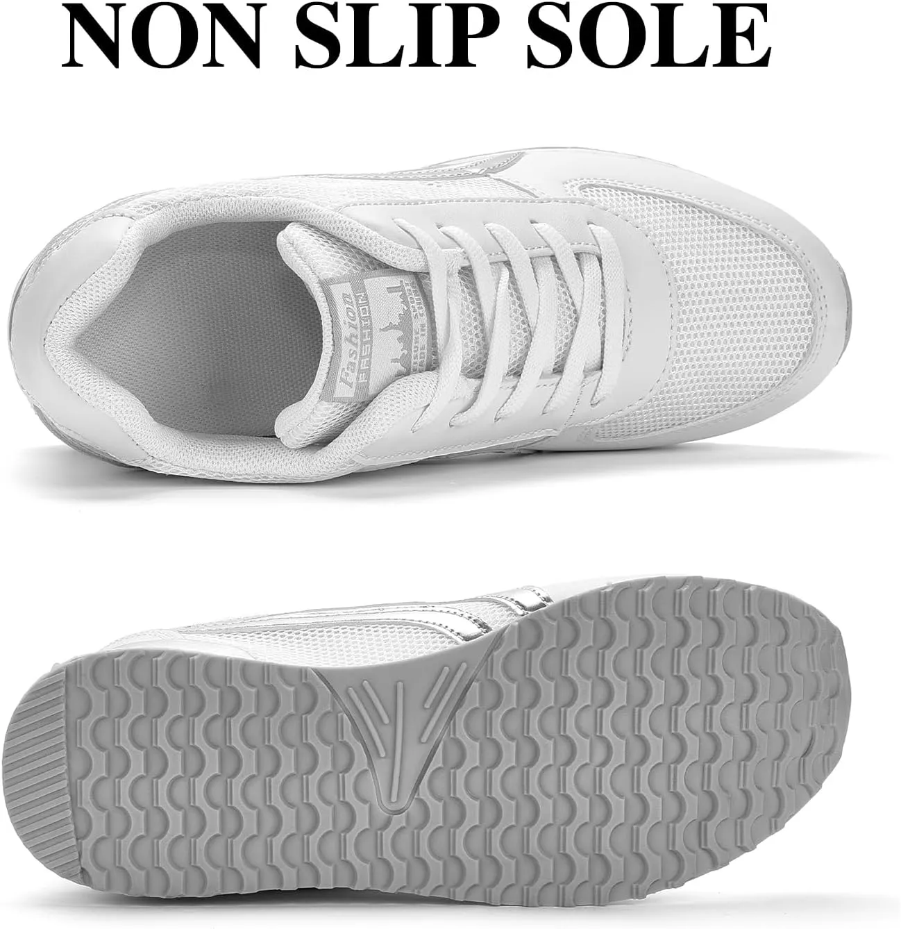 Sosenfer Hidden Heel Wedge Sneakers for Women Non-Slip Lace Up Walking Shoes Comfort Fashion Sneakers Ladies Platform Wedge Sneakers Breathable