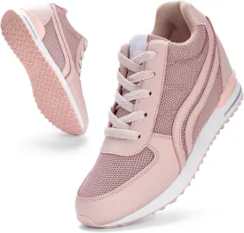 Sosenfer Hidden Heel Wedge Sneakers for Women Non-Slip Lace Up Walking Shoes Comfort Fashion Sneakers Ladies Platform Wedge Sneakers Breathable