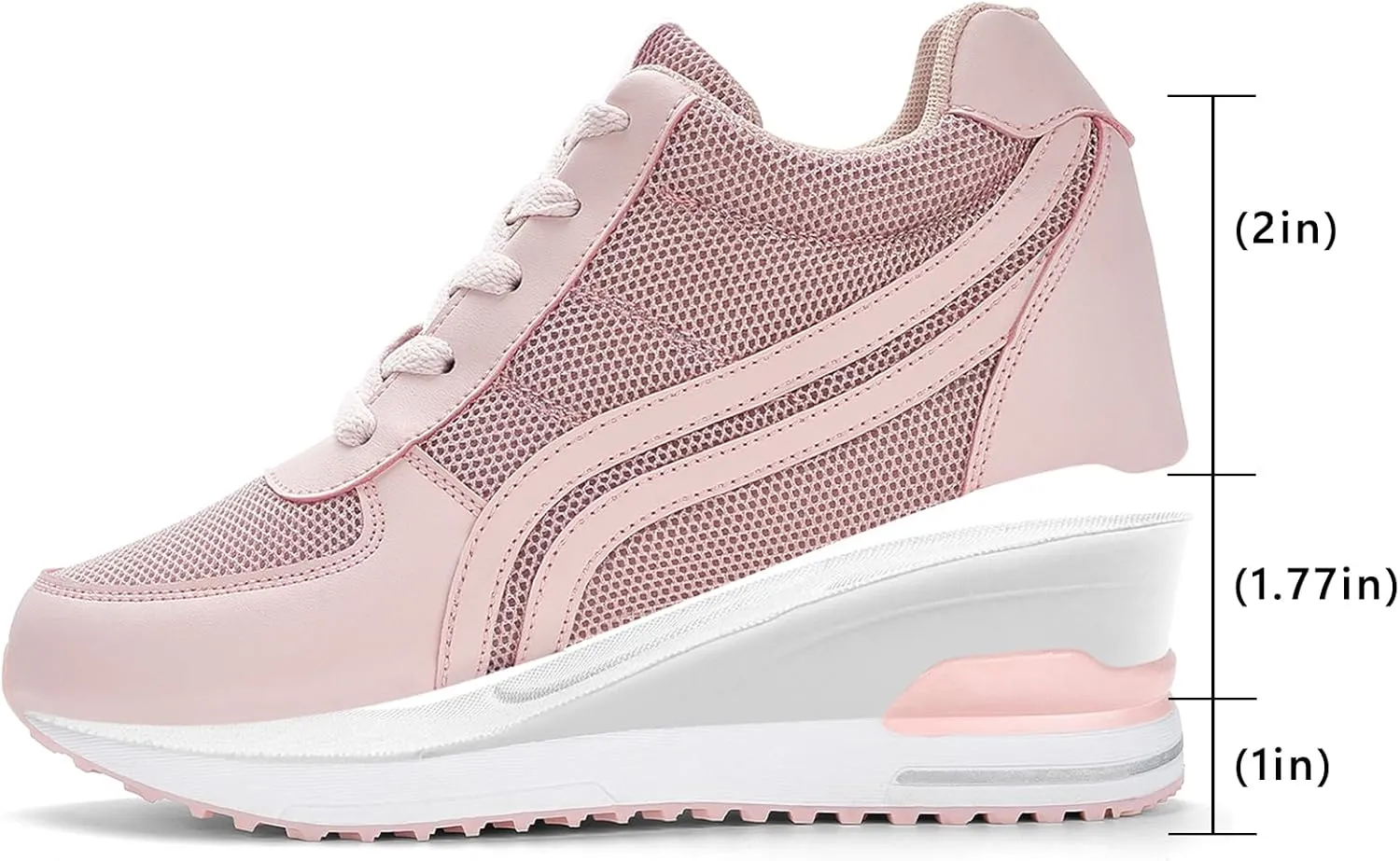 Sosenfer Hidden Heel Wedge Sneakers for Women Non-Slip Lace Up Walking Shoes Comfort Fashion Sneakers Ladies Platform Wedge Sneakers Breathable