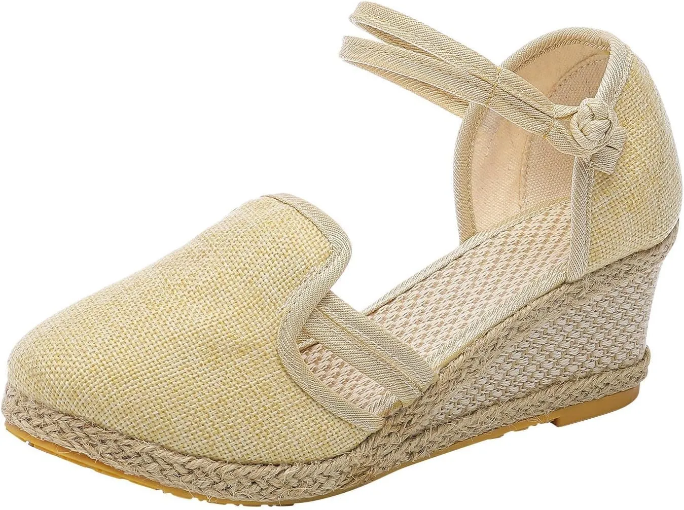 Women's Espadrilles Closed Toe Wedges Heels Sandals Close Toed Platform Wedge Shoes Comfortable Low Heel Canvas Dressy Summer Ankle Strap Casual 2025 Non-Slip Espadrille Sandals