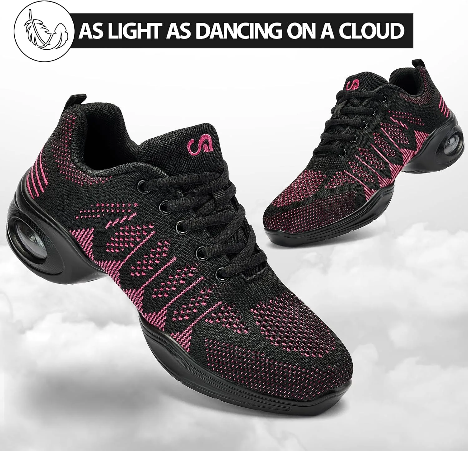 Women's Jazz Shoes Lace-up Sneakers - Breathable Shoes Air Cushion Lady Split Sole Athletic Walking Dance Shoes Platform