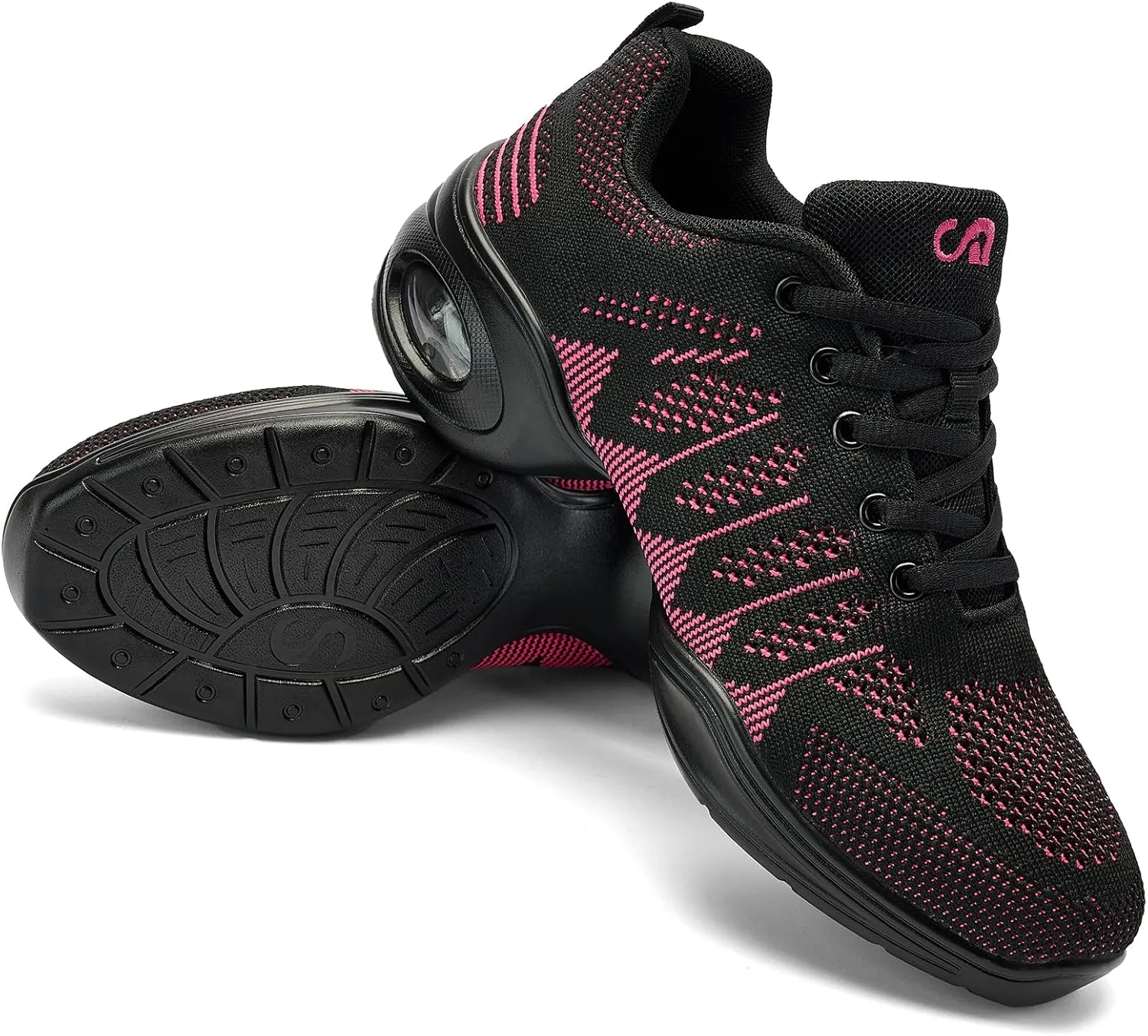 Women's Jazz Shoes Lace-up Sneakers - Breathable Shoes Air Cushion Lady Split Sole Athletic Walking Dance Shoes Platform