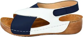 Womens Orthopedic Sandals Summer Color Block Arch Support Shoes Casual Ankle Strap Slingback Platforms Comfortable Dress Shoes