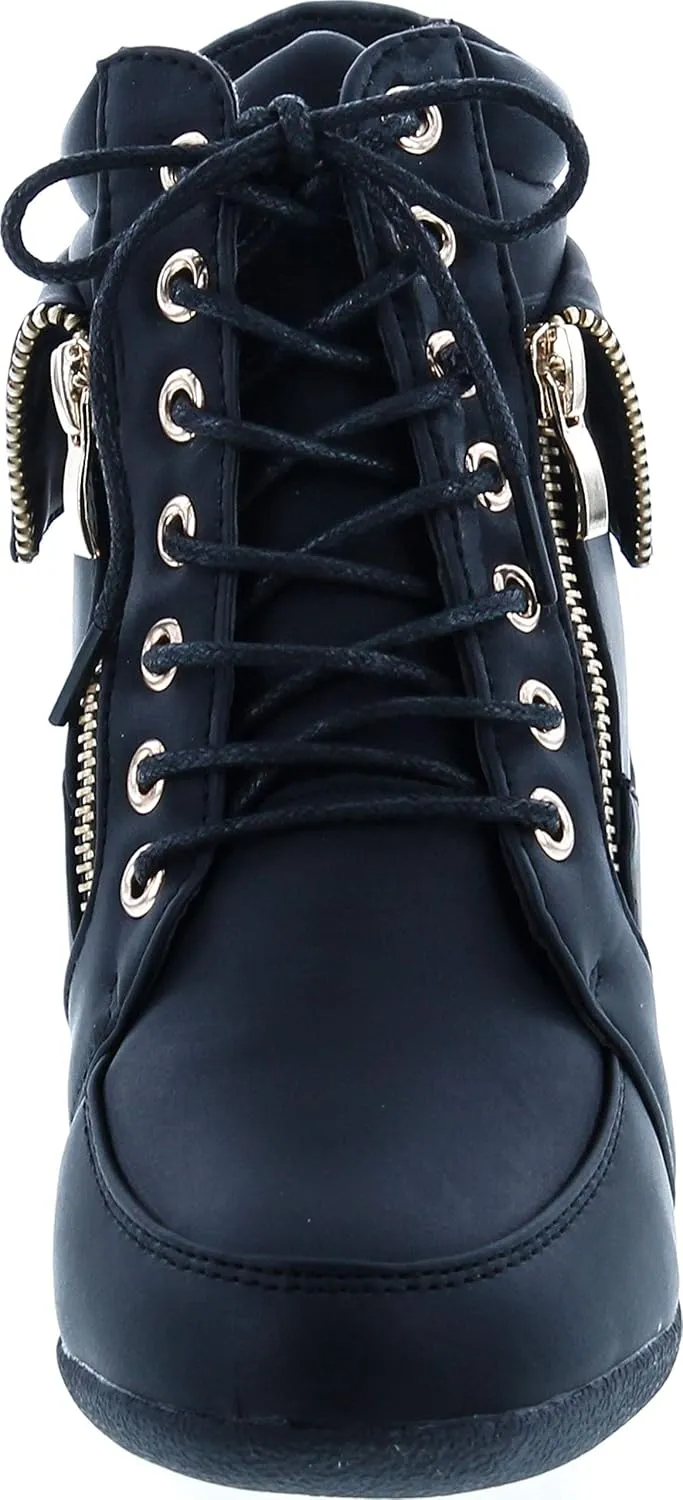 Womens Peter-30 Lace Up Hidden Wedge High Top Fashion Sneakers