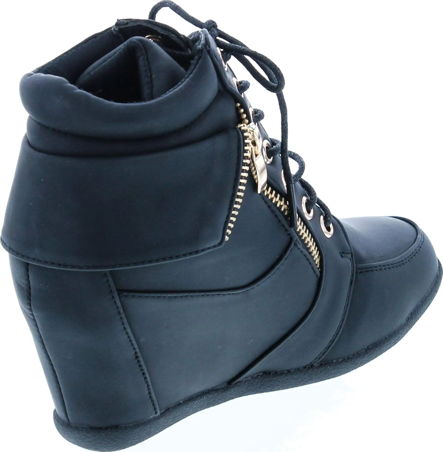 Womens Peter-30 Lace Up Hidden Wedge High Top Fashion Sneakers