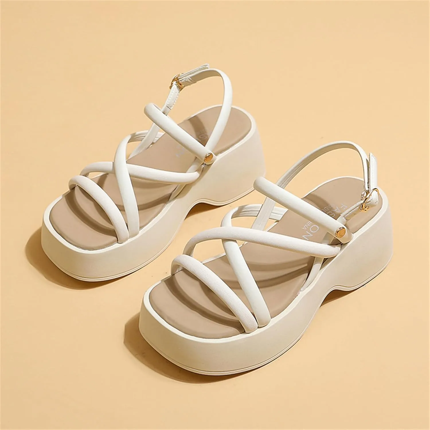 Women's Platform Chunky Heels Sandals with Adjustable Ankle Strap Wide Open Toe Roman Sandals for Wedding Work Party Dress