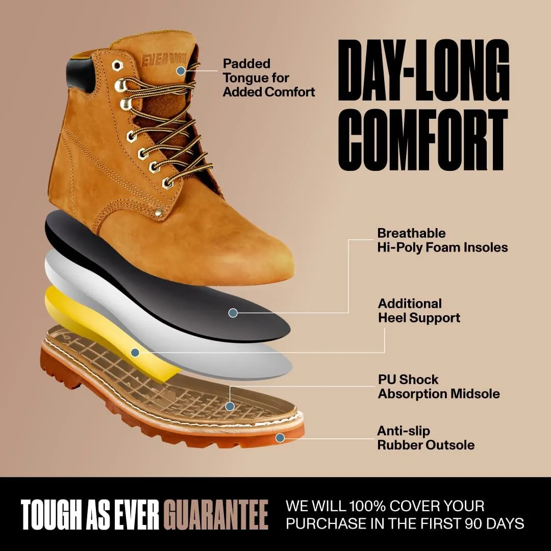 Work Boots for Men Soft Toe  6inch Leather Boots for Construction Rubber Sole Working botas de trabajo para hombre, Tank Workboots